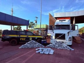 PRF apreendeu 172 quilos de skunk escondidos em um caminhão durante fiscalização na BR-262, em Corumbá (Foto: Divulgação / PRF)