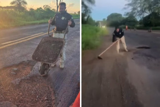 Serviço de improviso foi feito pelos policiais - Foto: Instagram @novafogooficial