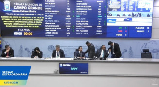 Sessão extraordinária, durante recesso, na noite desta segunda-feira (12). (Reprodução)
