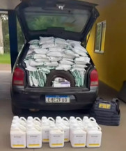 Além de agrotóxicos, veículo carregava canetas emagrecedoras. (Foto: Reprodução/PRF)