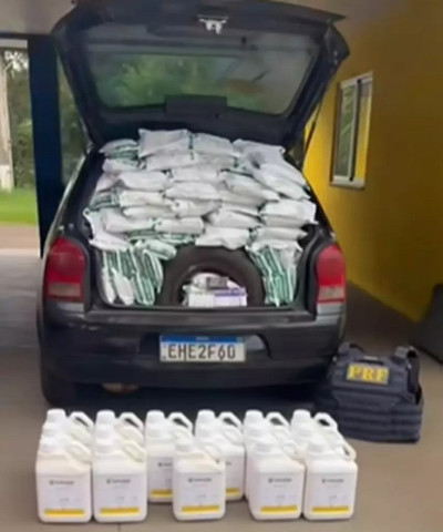 Além de agrotóxicos, veículo carregava canetas emagrecedoras. (Foto: Reprodução/PRF)