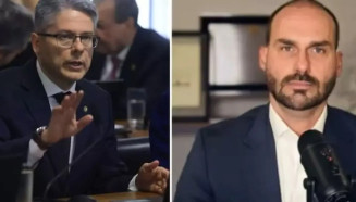 Senador Alessandro Vieira e Eduardo Bolsonaro trocam ataques nas redes por CPI contra ministros do STF