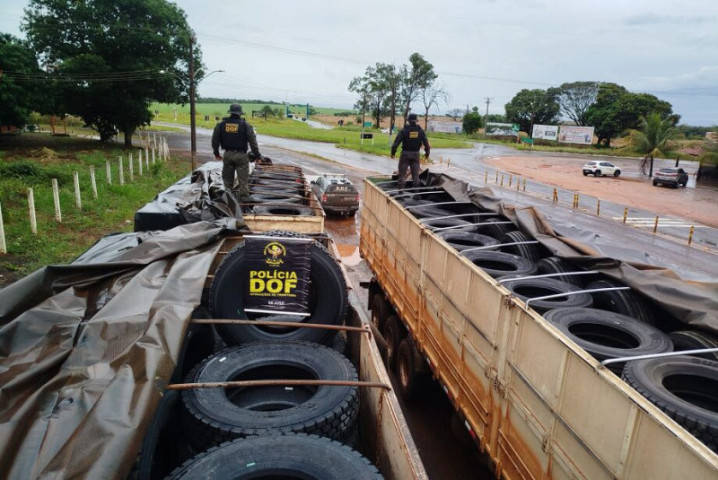DOF apreende carretas com mais de R$ 1 milhão em pneus - Divulgação / DOF