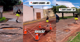 “Cratera rasa, cratera funda”: moradora viraliza ao ironizar buracos nas ruas de Campo Grande