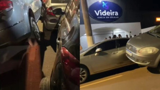 Carro "sobe" em veículo estacionado após acidente na Avenida Marcelino Pires