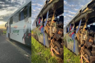 Ônibus envolvido no acidente - Foto: Alvorada Informa