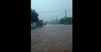 Chuva intensa provoca enchentes e invade casas, escola e comércio em Maracaju