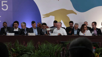 Lula discursou na reunião da alta cúpula da COP15 (Foto: Madu Livramento, Midiamax)