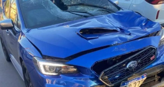 Carro envolvido em acidente que matou motociclista. (Foto: Ponta Porã News)