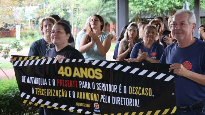 Servidores já protestaram na sede do Detran-MS. (Leonardo de França, Jornal Midiamax)