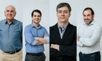 Nova diretoria da Unimed Dourados: Dr Fuad Haddad (Diretor de Provimento e Saúde), Dr Breno Moreno (Diretor Administrativo e Financeiro), Dr Osmar Maia Filho (Presidente) e Dr Fabrício Leiva (Diretor de Mercado e Marketing) - Fotos: Thiago Padovan