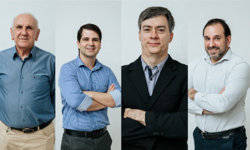 Nova diretoria da Unimed Dourados: Dr Fuad Haddad (Diretor de Provimento e Saúde), Dr Breno Moreno (Diretor Administrativo e Financeiro), Dr Osmar Maia Filho (Presidente) e Dr Fabrício Leiva (Diretor de Mercado e Marketing) - Fotos: Thiago Padovan