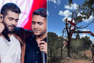 Helicóptero da dupla Henrique e Juliano cai em fazenda no Tocantins