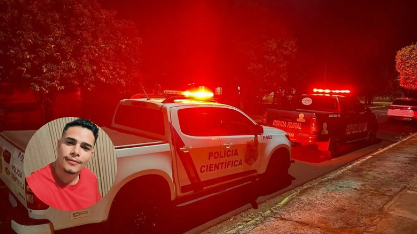 Polícia no local do crime, na noite de sábado. (Reprodução, MS Todo Dia)