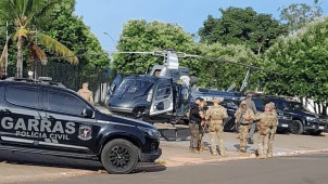 Operação do Garras contou com helicóptero. (Foto: Reprodução/Coxim Agora)