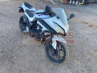 Kawasaki Ninja 300 branca, ano e modelo 2012/2013, aparece no lote 60 com lance inicial de R$ 2.960. (Foto: Reprodução processual)