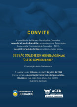 Em sessão solene na Aced, Câmara homenageia comerciantes de Dourados nesta terça