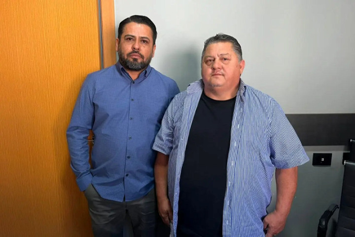 Daniel Junior (esquerda), candidato ao Senado e Jefferson Bezerra (esquerda), candidato ao governo pelo Agir em MS. (Foto: Loraine França/ g1MS)